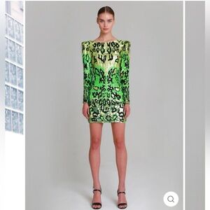Green Sequin Long-Sleeve Mini Dress